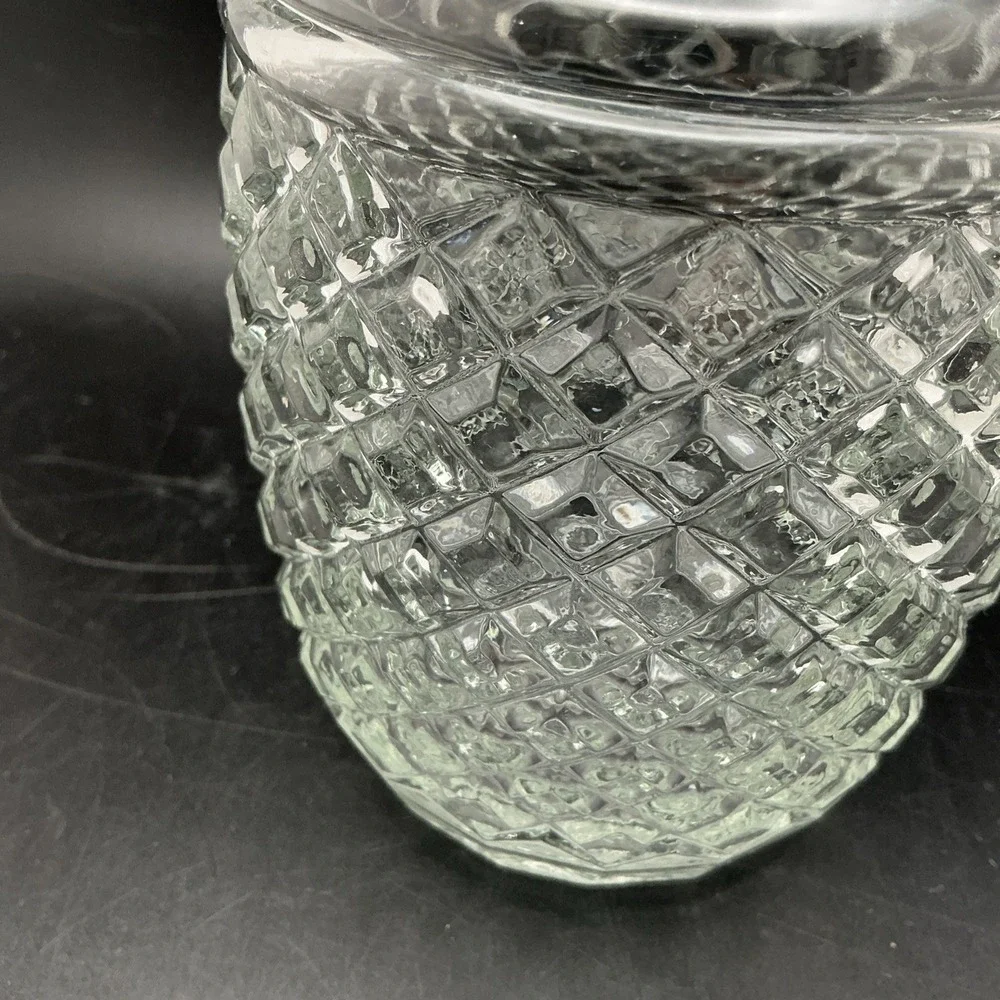 Vintage Cut Glass Liquor Decanter Etched Diamond-Shaped Glass, Original‎ Stopper